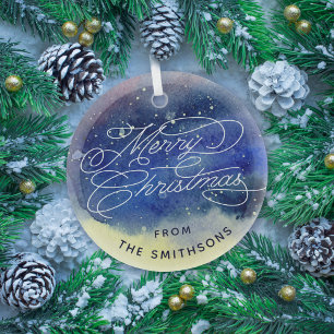 Adorno De Cristal Personalizable Nombre Marina Cute Azul Feliz Navid