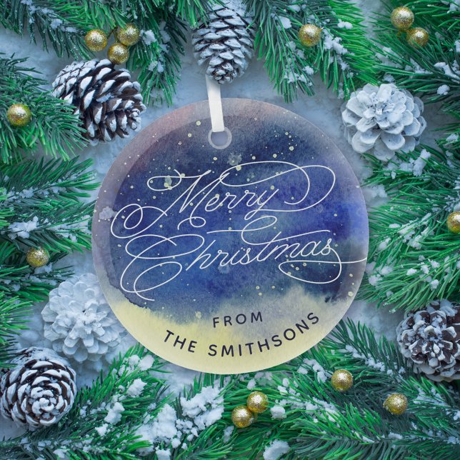 Adorno De Cristal Personalizable Nombre Marina Cute Azul Feliz Navid (Subido por el creador)