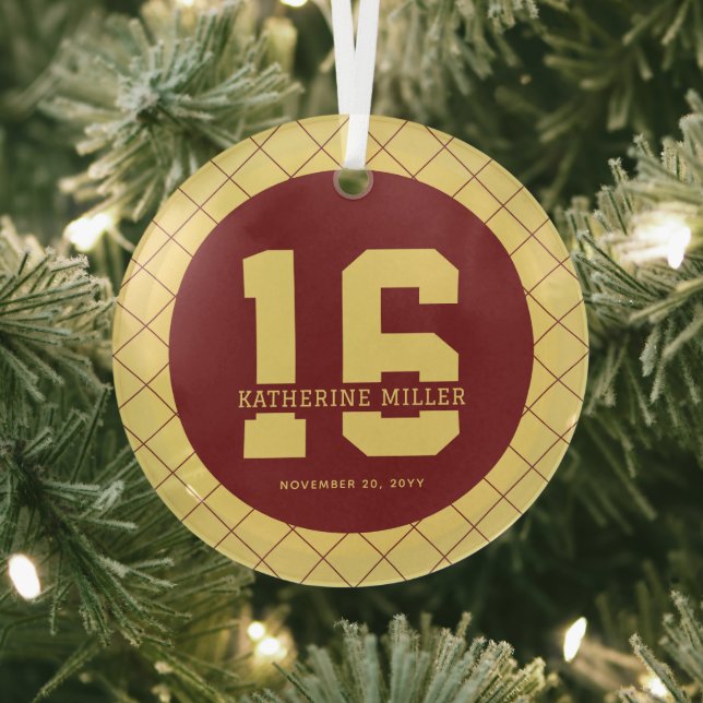 Adorno De Cristal Personalizado 16º cumpleaños Moderno y Elegante (in situ)