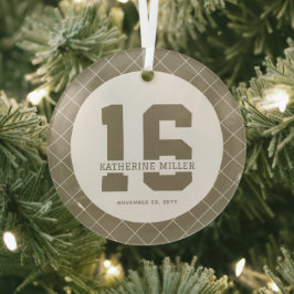 Adorno De Cristal Personalizado 16º cumpleaños Moderno y Elegante