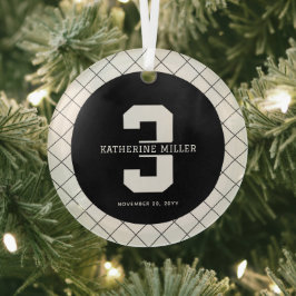 Adorno De Cristal Personalizado 3 cumpleaños moderno y elegante