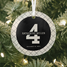 Adorno De Cristal Personalizado 4º cumpleaños Moderno y elegante