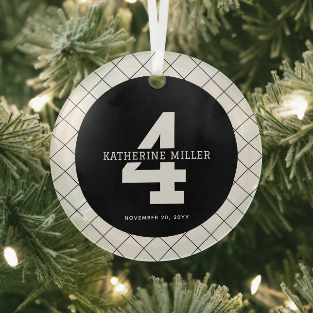 Adorno De Cristal Personalizado 4º cumpleaños Moderno y elegante (in situ)