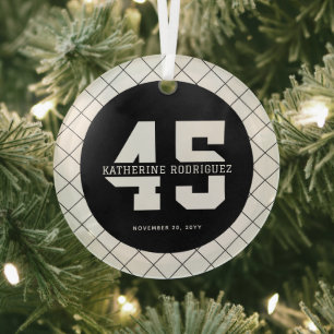 Adorno De Cristal Personalizado 45º cumpleaños Moderno y Elegante