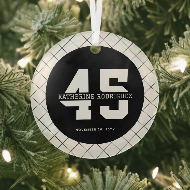 Adorno De Cristal Personalizado 45º cumpleaños Moderno y Elegante (in situ)