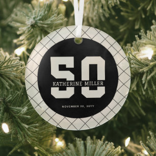 Adorno De Cristal Personalizado 50 cumpleaños Moderno y Elegante