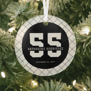 Adorno De Cristal Personalizado 55º cumpleaños Moderno y Elegante