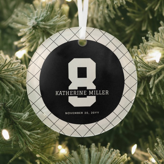 Adorno De Cristal Personalizado 8º cumpleaños Moderno y elegante (in situ)