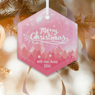 Adorno De Cristal Personalizado Crystal Snow Forest Feliz Navidad