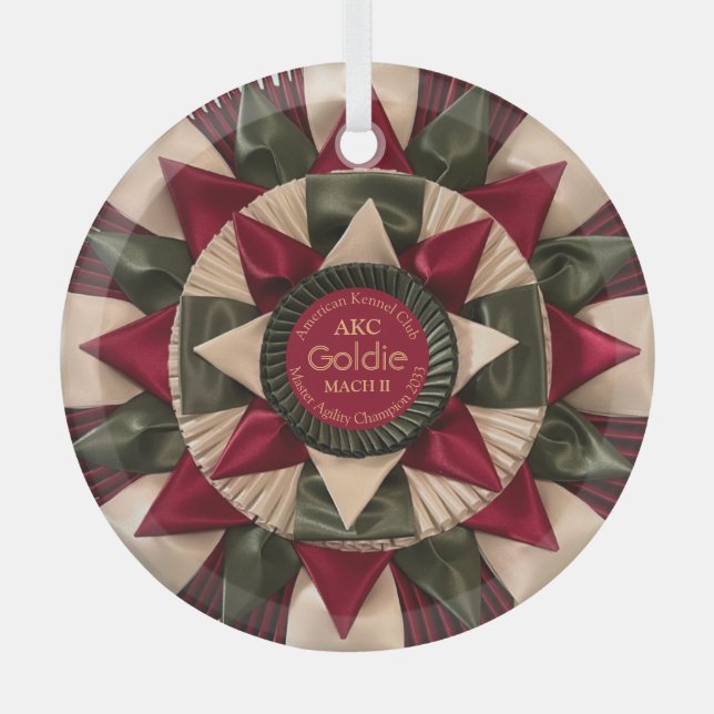 Adorno De Cristal Personalizado de Agility de perros MACH Ribbon Nav (Anverso)