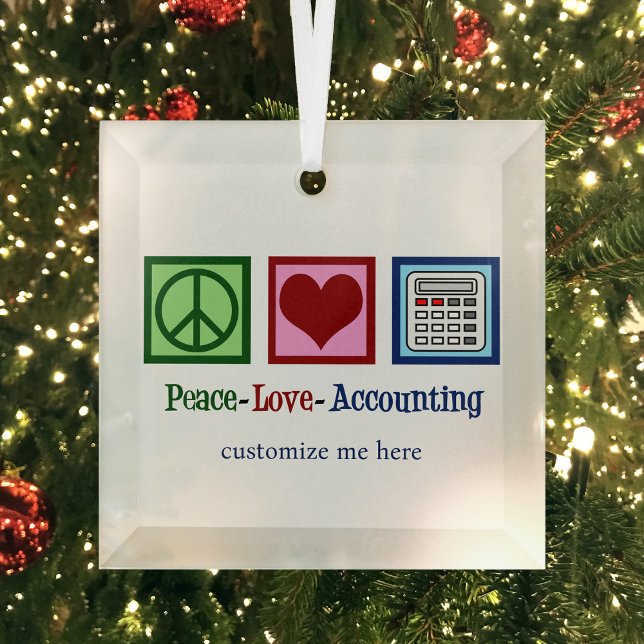 Adorno De Cristal Personalizado de contabilidad de Peace Love Navida (Subido por el creador)