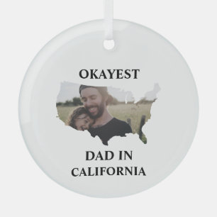 Adorno De Cristal Personalizado de EE.UU. foto Okayest papá Fathers 