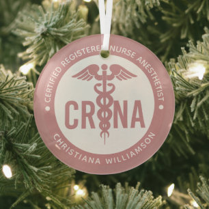 Adorno De Cristal Personalizado de la CRNA Certificado de enfermero