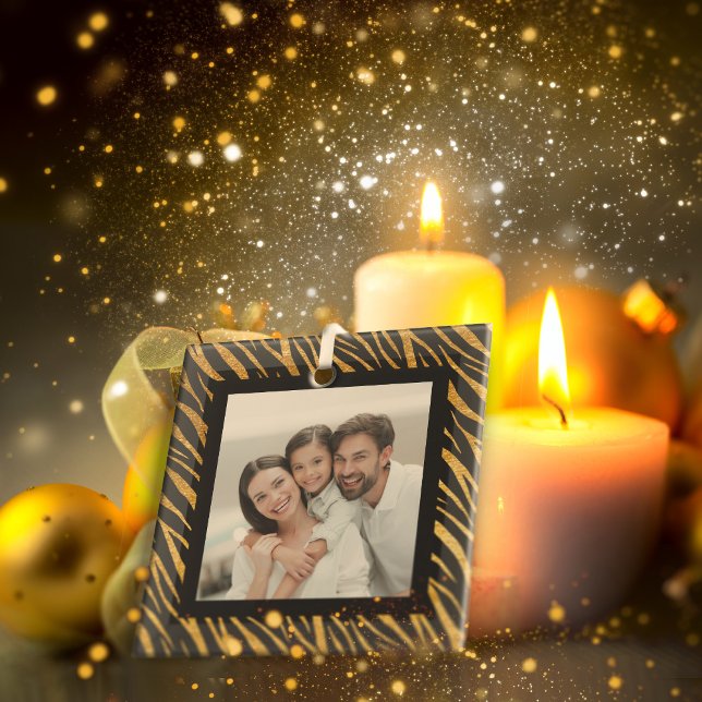 Adorno De Cristal Personalizado De Lujo Foto Navidades De Cebra Negr (Subido por el creador)