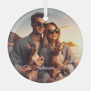 Adorno De Cristal PERSONALIZADO DIY Mascota de la familia Sphynx Cat