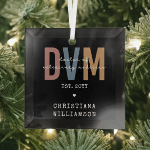 Adorno De Cristal Personalizado DVM Médica de Regalos de Medicina Ve