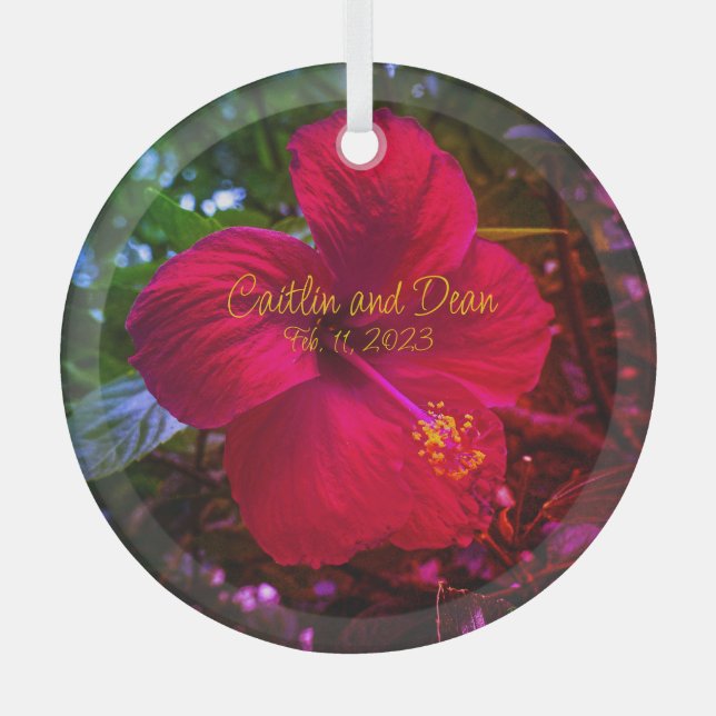 Adorno De Cristal Personalizado Glass Hibiscus Ornament (Anverso)
