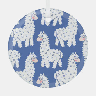 Adorno De Cristal Personalizado lama alpaca, patrón vintage