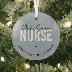 Adorno De Cristal Personalizado Med Surg Nurse   Enfermero médico-qu