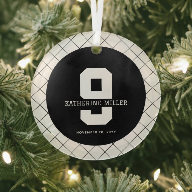 Adorno De Cristal Personalizado Noveno cumpleaños Moderno y elegante (in situ)