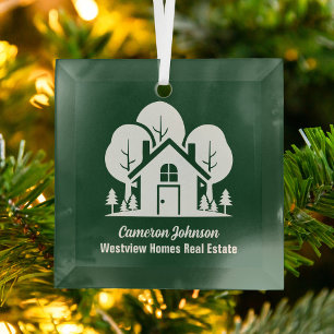Adorno De Cristal Personalizado Real Estate Company Green Forest Hou