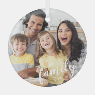 Adorno De Cristal Personalizado Script FAMILY Foto Personalizada Kee