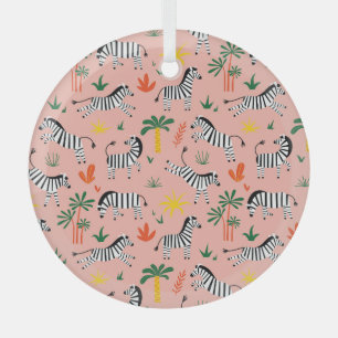 Adorno De Cristal Personalizado Zebras Gracioso Patrón sin Marea