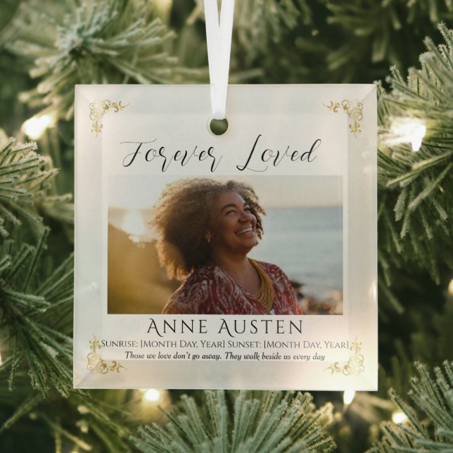 Adorno De Cristal Personalized Memorial Glass Ornament | Keepsake (in situ)