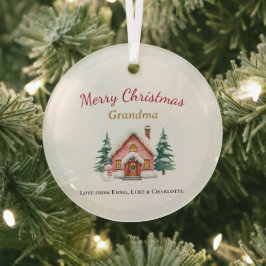 Adorno De Cristal Personalized Merry Christmas Grandma Ornament
