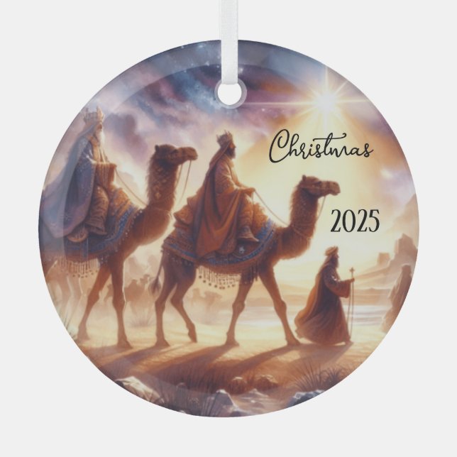 Adorno De Cristal Personalized Three Wise Men Caravan  (Anverso)