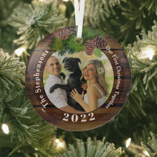 Adorno De Cristal Photo 2022 Rustic Pinecone Keepsake Custom