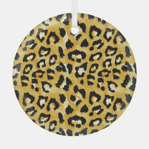 Adorno De Cristal Piel Animal, Watercolor Leopard Seamless.