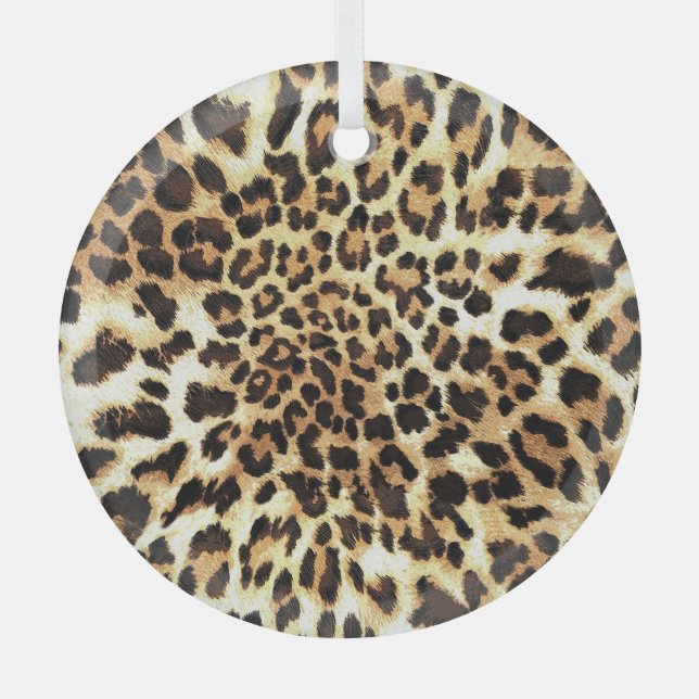Adorno De Cristal Piel leopardo, diseño de patrones impecable. (Anverso)