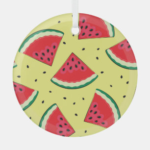 Adorno De Cristal Piezas de sandía: patrón amarillo de verano