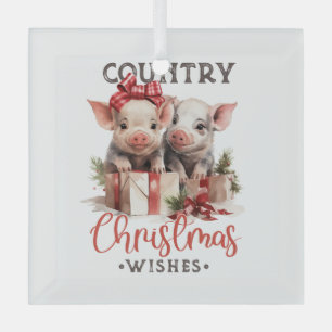 Adorno De Cristal Piggies de Navidades de país