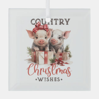 Adorno De Cristal Piggies de Navidades de país