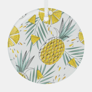 Adorno De Cristal Piñas jugosas: patrón vintage brillante.