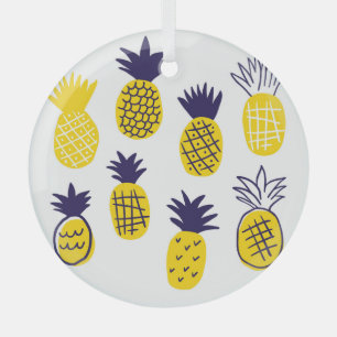 Adorno De Cristal Piñas minimalistas, diseño colorido abstracto.