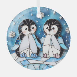 Adorno De Cristal Pingüinos de vidrio templado