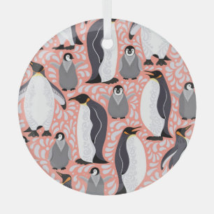 Adorno De Cristal Pingüinos emperadores, costillas, estampado decora