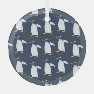 Adorno De Cristal Pingüinos: Pequeña acuarela oscura