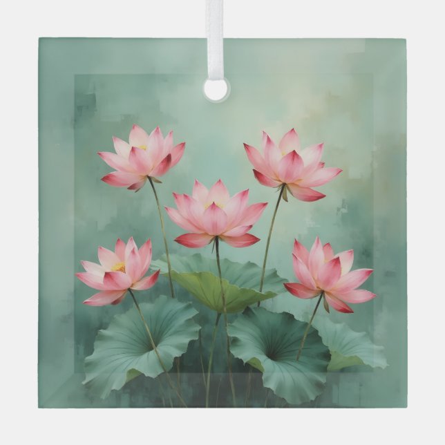Adorno De Cristal Pink Lotus Artwork  (Anverso)