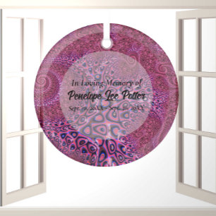Adorno De Cristal Pink Octopus Fractal Memorial Suncatcher