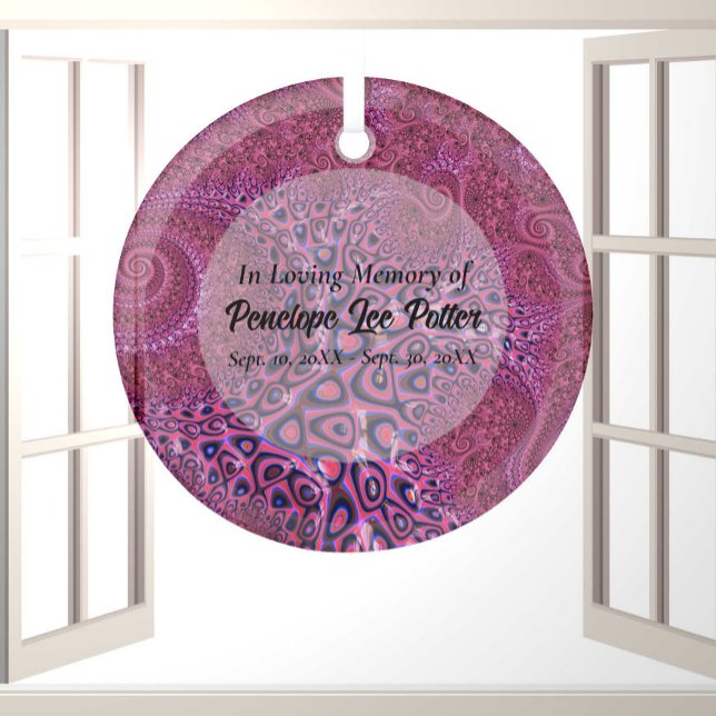 Adorno De Cristal Pink Octopus Fractal Memorial Suncatcher (Subido por el creador)