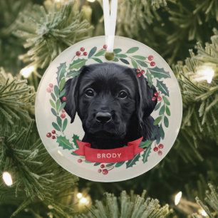 Adorno De Cristal Pintura al aguarela de perro Labrador Retriever ne