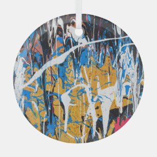 Adorno De Cristal Pintura de goteo colorida: pared de graffiti.