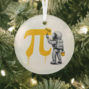 Adorno De Cristal Pintura genial del astronauta símbolo Pi Día Pi 