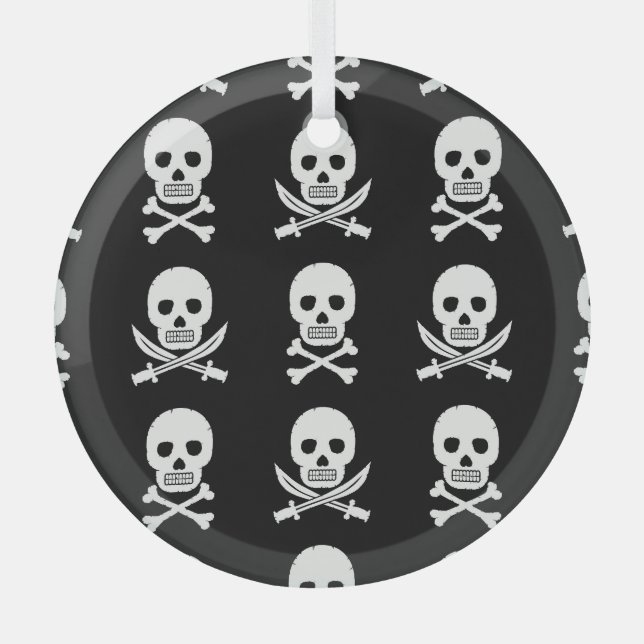 Adorno De Cristal Pirata Skulls Crossbone Seless Pattern (Anverso)