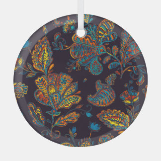 Adorno De Cristal Pisley acuarela: teja de patrón floral