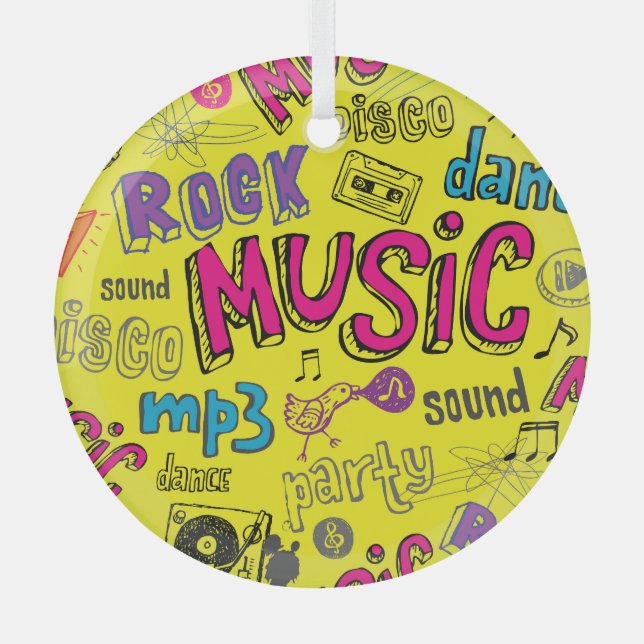 Adorno De Cristal Pista de dibujos animados musicales de fondo incom (Anverso)